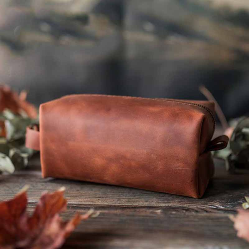 Kulturbeutel aus veganem Leder im Vintage-Stil, tragbare Reise-Make-up-Tasche für Damen