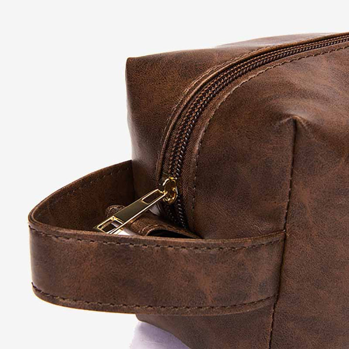 Kulturbeutel aus veganem Leder im Vintage-Stil, tragbare Reise-Make-up-Tasche für Damen