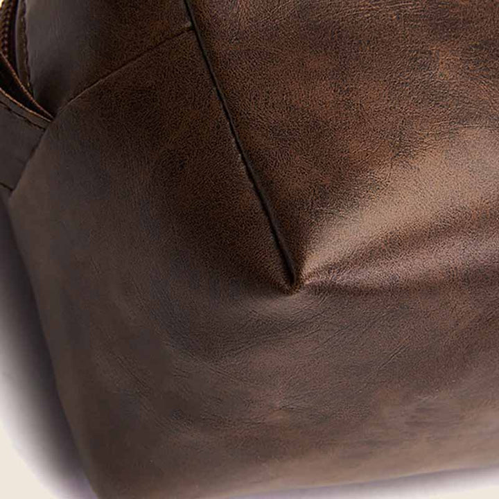 Kulturbeutel aus veganem Leder im Vintage-Stil, tragbare Reise-Make-up-Tasche für Damen