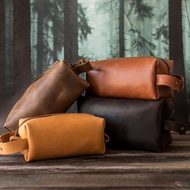 Kulturbeutel aus veganem Leder im Vintage-Stil, tragbare Reise-Make-up-Tasche für Damen