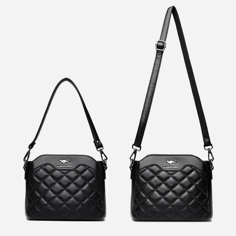 Gesteppte Umhängetasche für Damen mit drei Fächern, Schultertasche