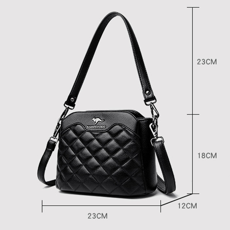 Gesteppte Umhängetasche für Damen mit drei Fächern, Schultertasche