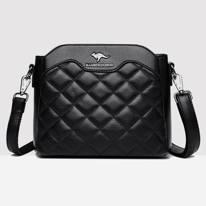 Gesteppte Umhängetasche für Damen mit drei Fächern, Schultertasche