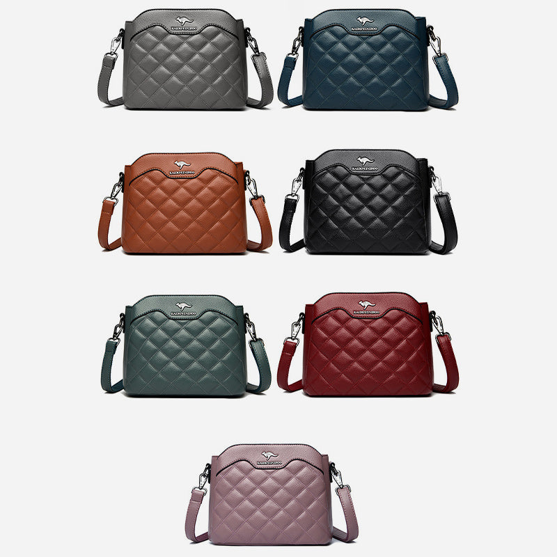 Gesteppte Umhängetasche für Damen mit drei Fächern, Schultertasche