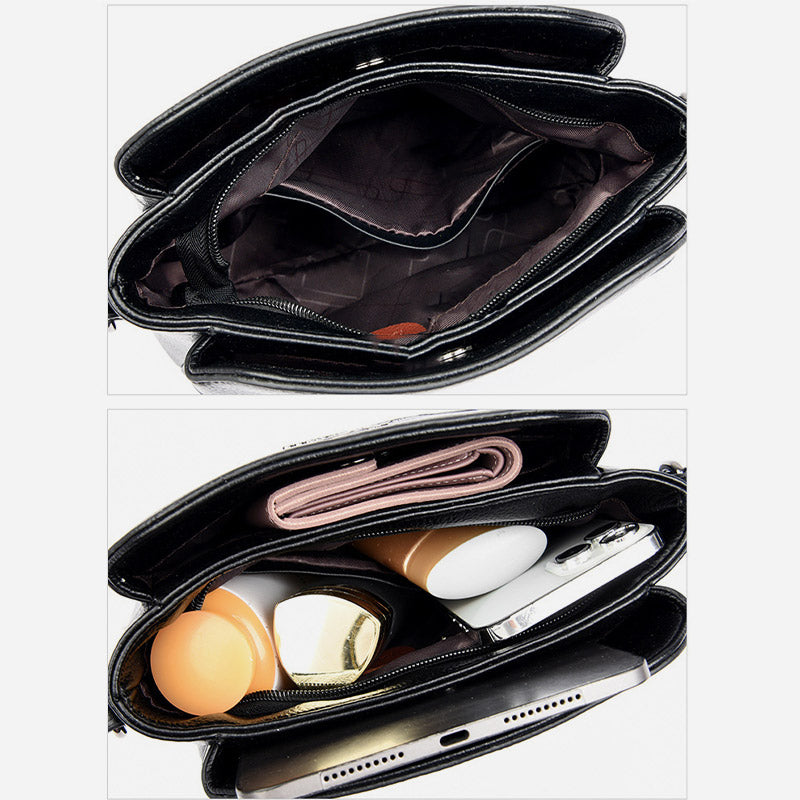 Gesteppte Umhängetasche für Damen mit drei Fächern, Schultertasche