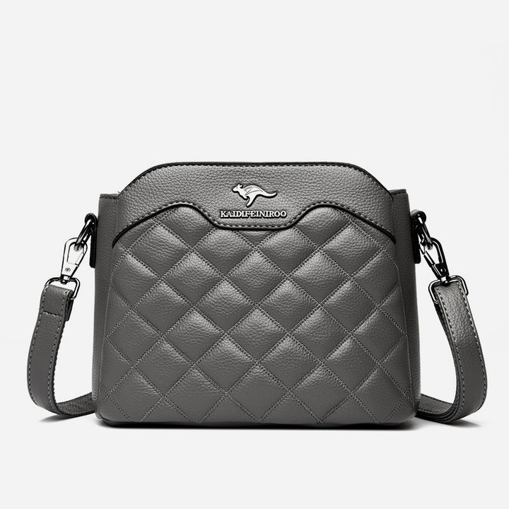 Gesteppte Umhängetasche für Damen mit drei Fächern, Schultertasche