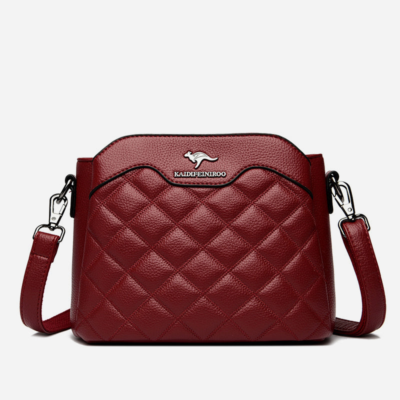 Gesteppte Umhängetasche für Damen mit drei Fächern, Schultertasche
