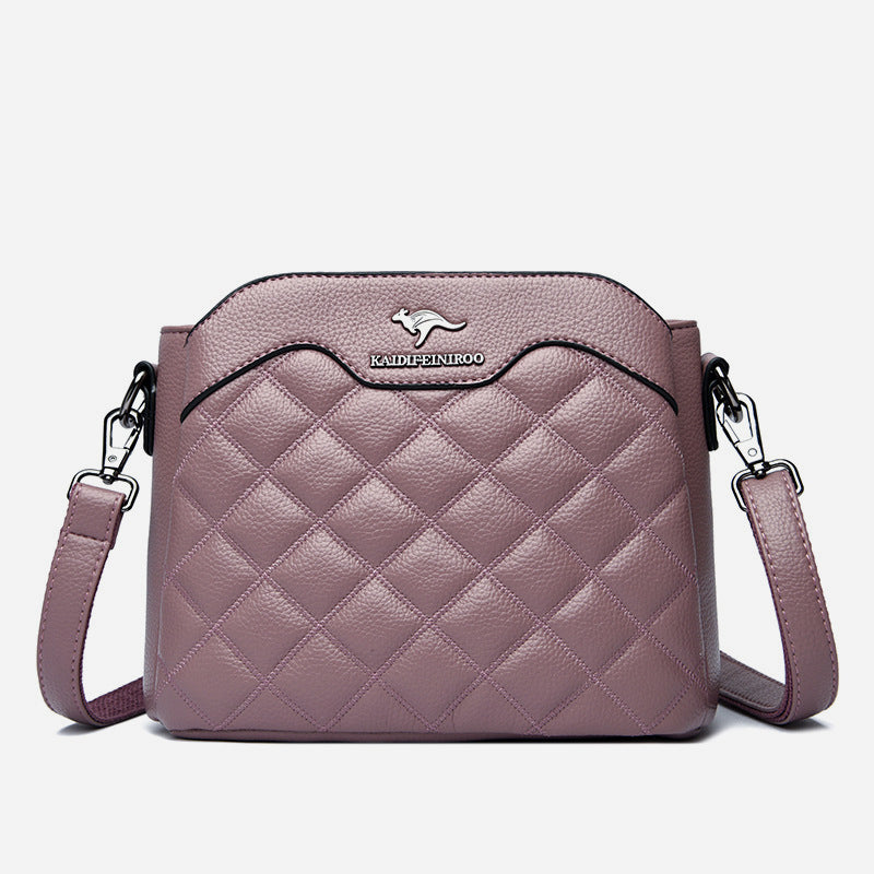 Gesteppte Umhängetasche für Damen mit drei Fächern, Schultertasche