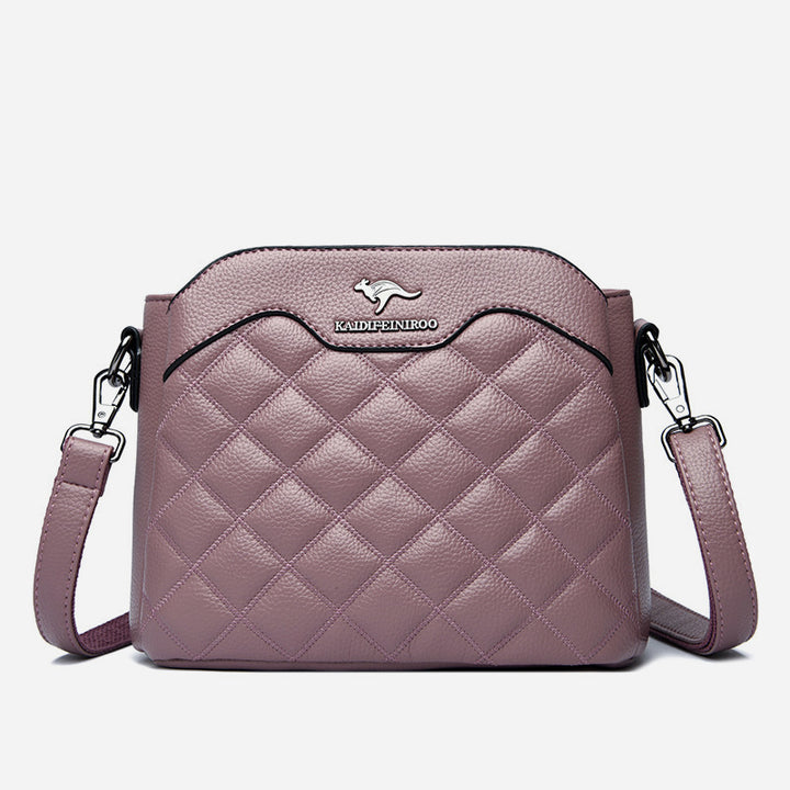 Gesteppte Umhängetasche für Damen mit drei Fächern, Schultertasche