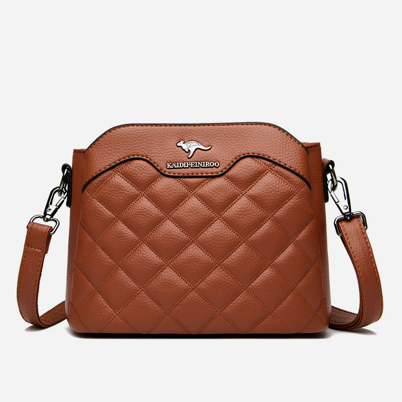 Gesteppte Umhängetasche für Damen mit drei Fächern, Schultertasche
