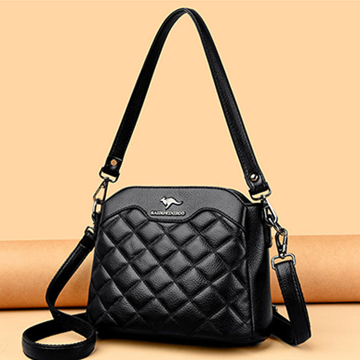 Gesteppte Umhängetasche für Damen mit drei Fächern, Schultertasche