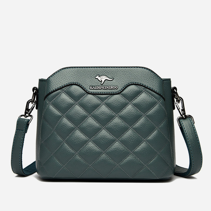 Gesteppte Umhängetasche für Damen mit drei Fächern, Schultertasche