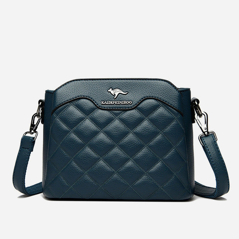 Gesteppte Umhängetasche für Damen mit drei Fächern, Schultertasche