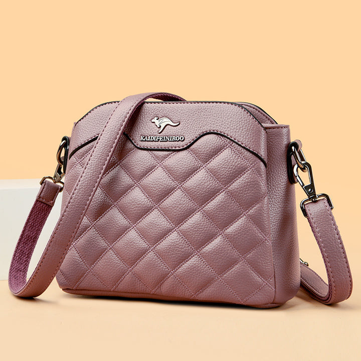 Gesteppte Umhängetasche für Damen mit drei Fächern, Schultertasche