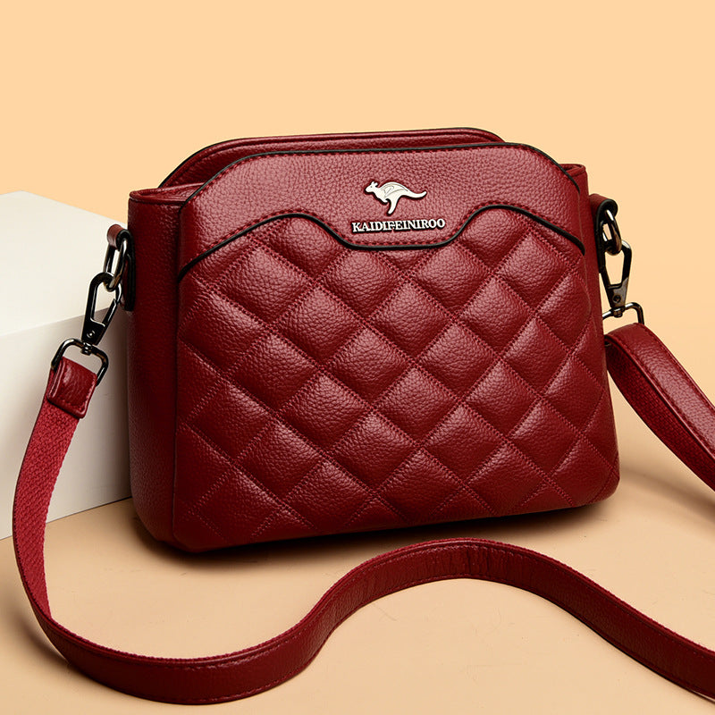 Gesteppte Umhängetasche für Damen mit drei Fächern, Schultertasche