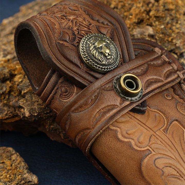 Clamshell Schutzholster Langlebige Carving Leder Gürteltasche für den Außenbereich
