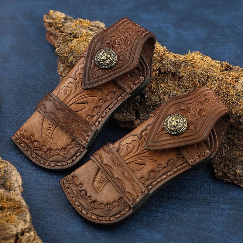 Clamshell Schutzholster Langlebige Carving Leder Gürteltasche für den Außenbereich