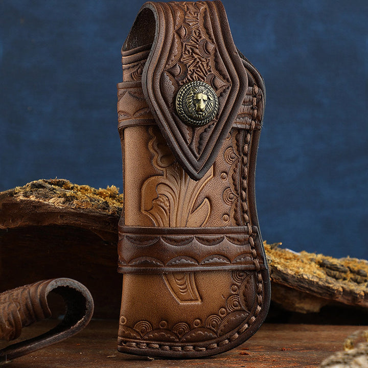 Clamshell Schutzholster Langlebige Carving Leder Gürteltasche für den Außenbereich