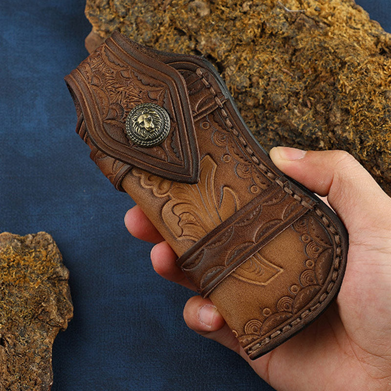 Clamshell Schutzholster Langlebige Carving Leder Gürteltasche für den Außenbereich