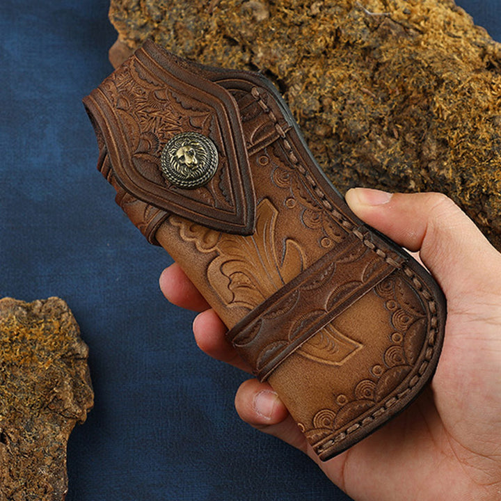 Clamshell Schutzholster Langlebige Carving Leder Gürteltasche für den Außenbereich