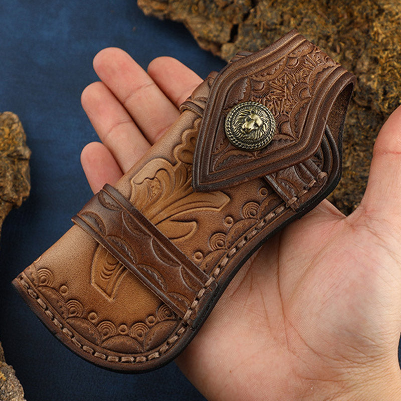 Clamshell Schutzholster Langlebige Carving Leder Gürteltasche für den Außenbereich