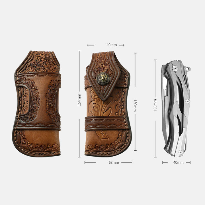 Clamshell Schutzholster Langlebige Carving Leder Gürteltasche für den Außenbereich