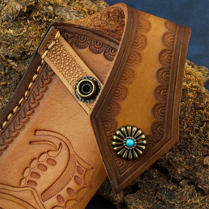 Carving Leder Gürteltasche Outdoor Tragbare schützende Aufbewahrungstasche