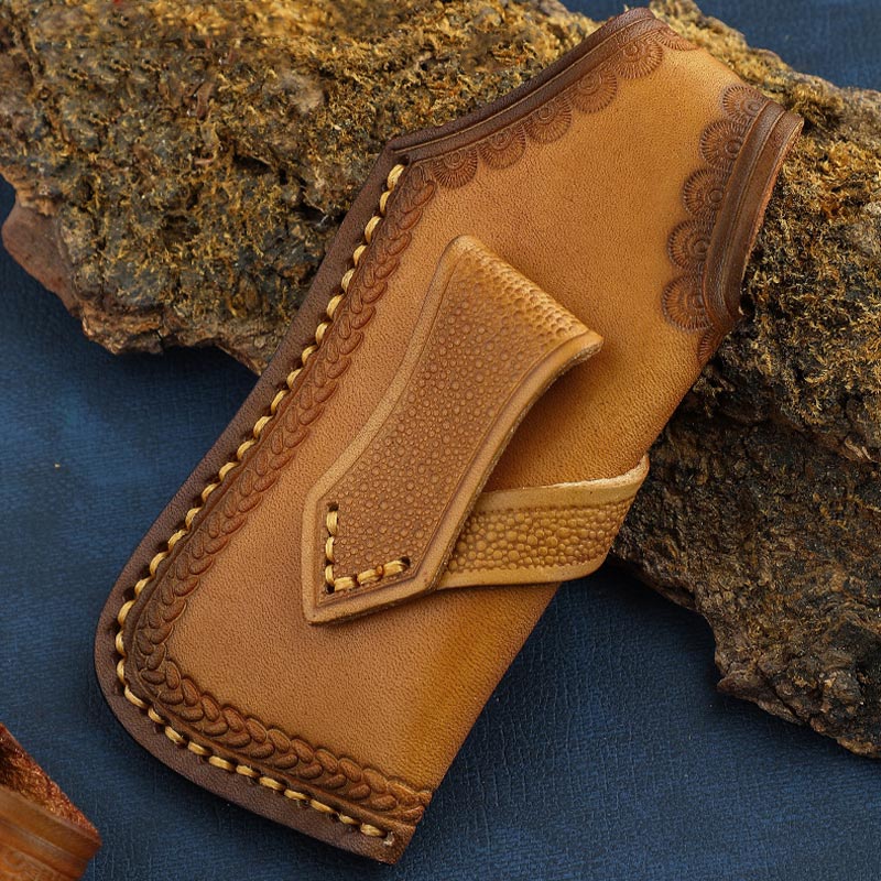 Carving Leder Gürteltasche Outdoor Tragbare schützende Aufbewahrungstasche