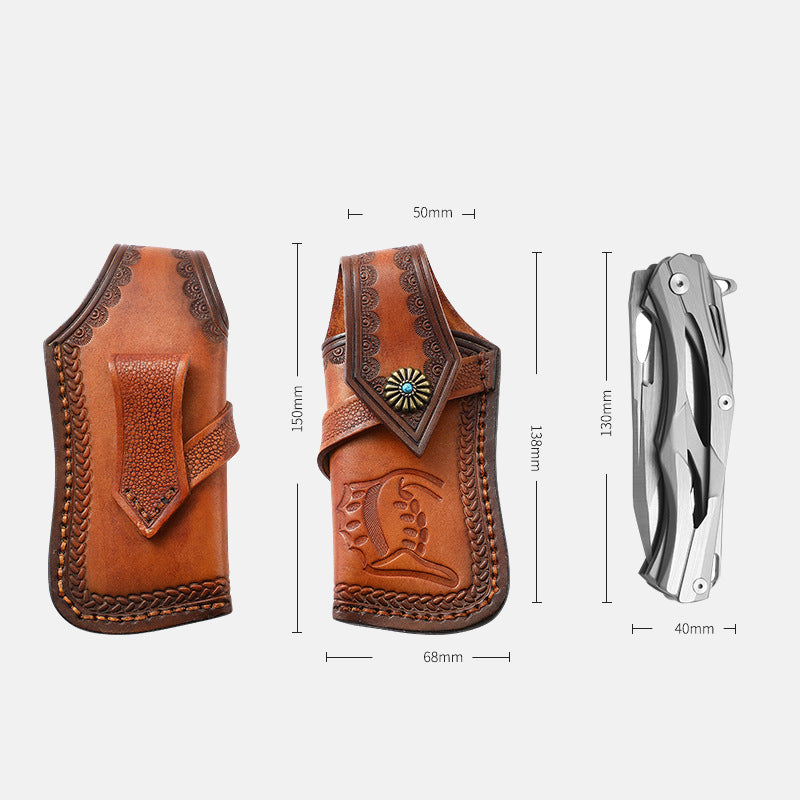 Carving Leder Gürteltasche Outdoor Tragbare schützende Aufbewahrungstasche