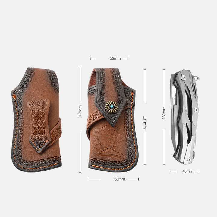 Carving Leder Gürteltasche Outdoor Tragbare schützende Aufbewahrungstasche