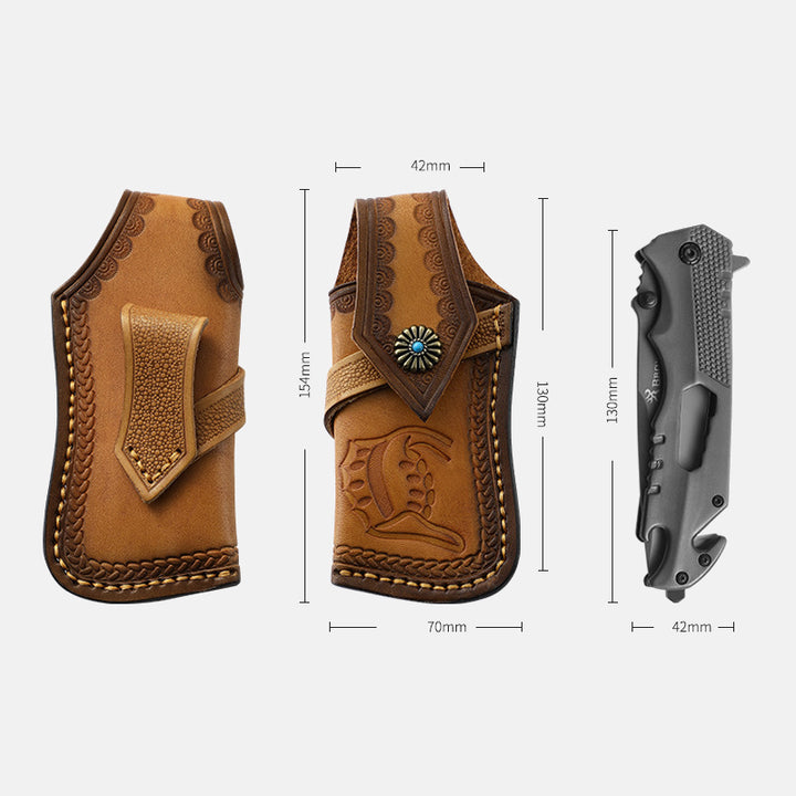 Carving Leder Gürteltasche Outdoor Tragbare schützende Aufbewahrungstasche
