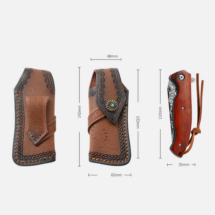 Carving Leder Gürteltasche Outdoor Tragbare schützende Aufbewahrungstasche