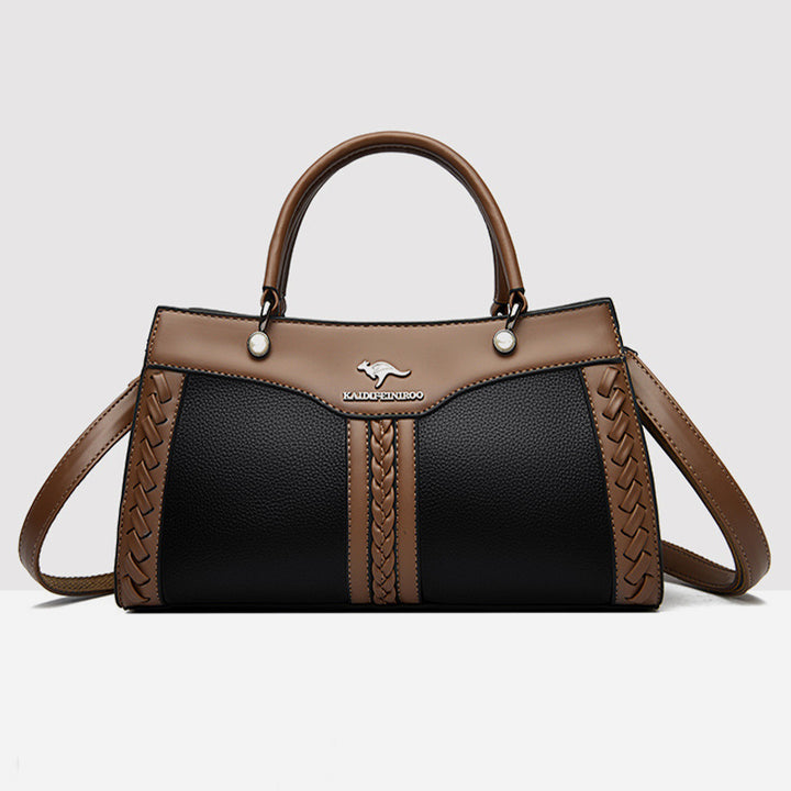 Horizontale Tasche mit Henkel oben und Twist-Streifen, süße Umhängetasche