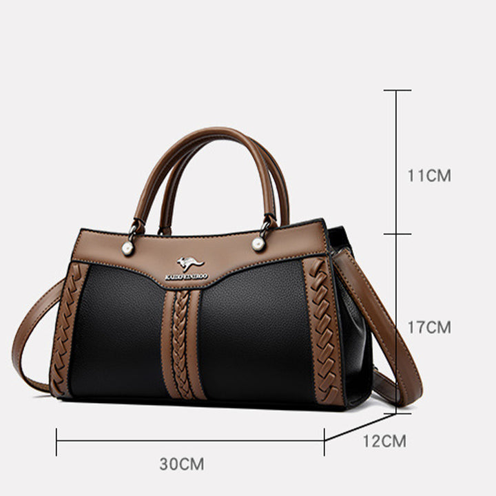 Horizontale Tasche mit Henkel oben und Twist-Streifen, süße Umhängetasche