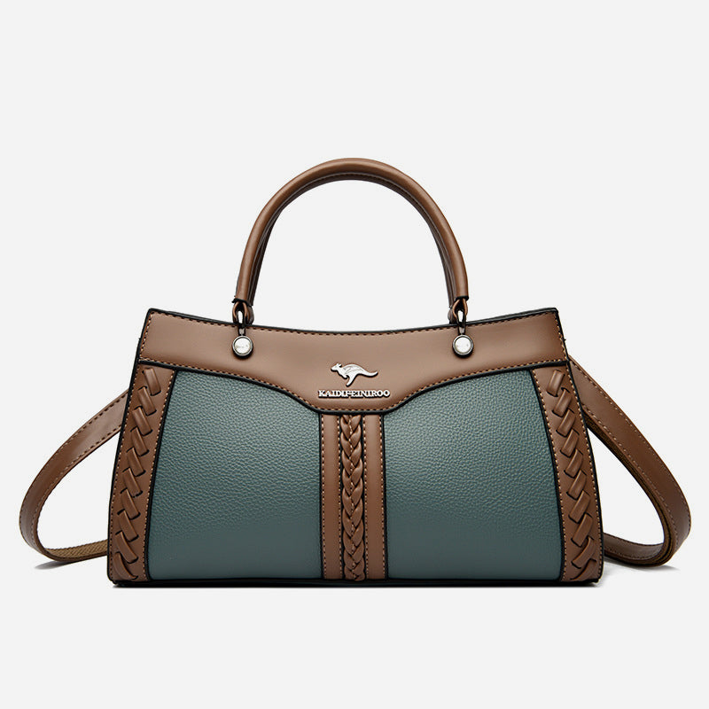 Horizontale Tasche mit Henkel oben und Twist-Streifen, süße Umhängetasche