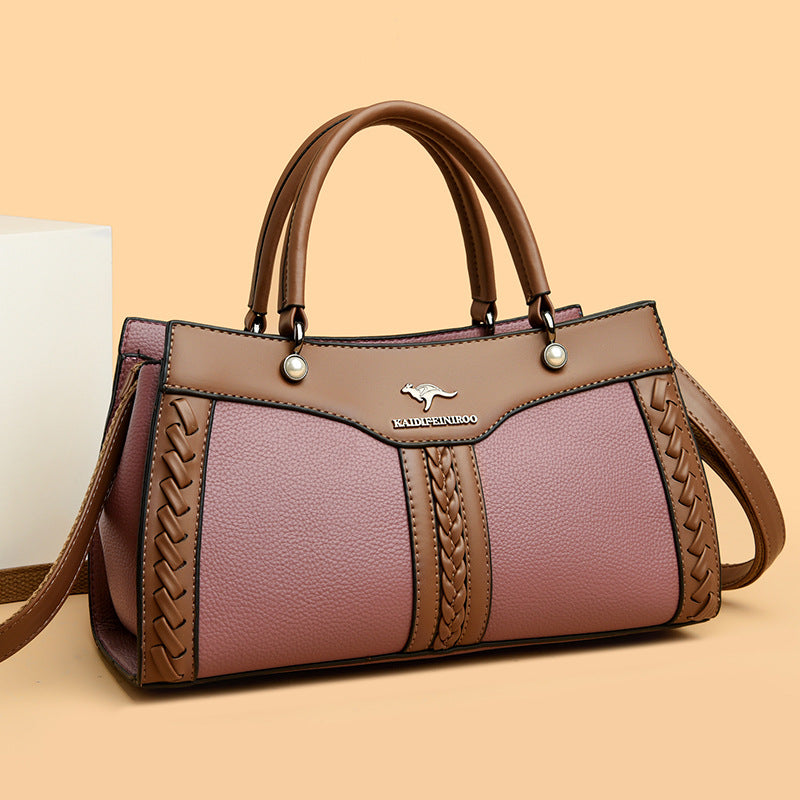 Horizontale Tasche mit Henkel oben und Twist-Streifen, süße Umhängetasche