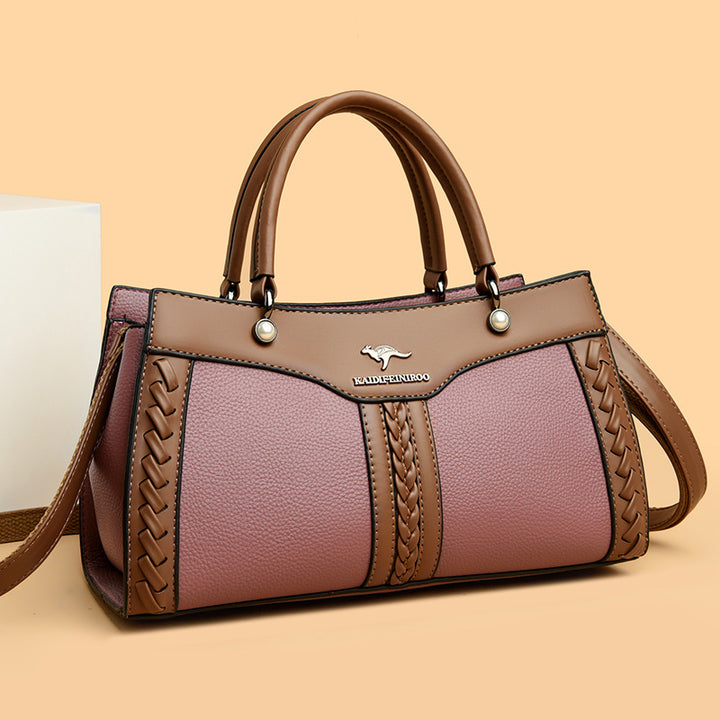 Horizontale Tasche mit Henkel oben und Twist-Streifen, süße Umhängetasche