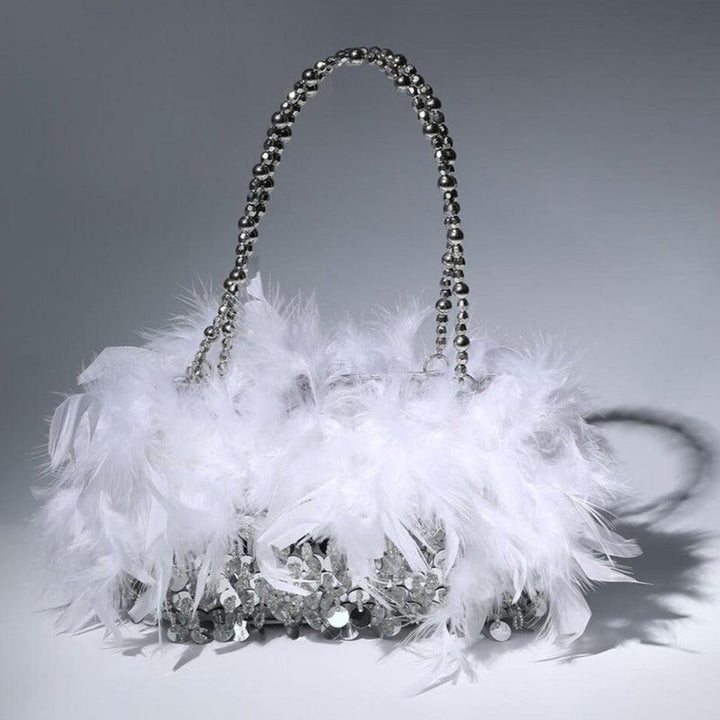 Pailletten Feder Abendtasche für Party Lady Unterarmtasche