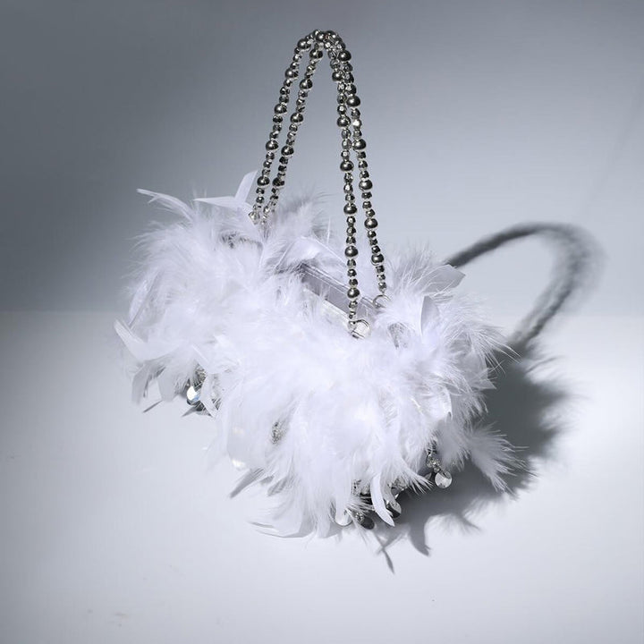 Pailletten Feder Abendtasche für Party Lady Unterarmtasche