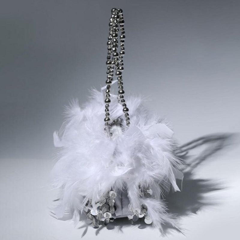 Pailletten Feder Abendtasche für Party Lady Unterarmtasche