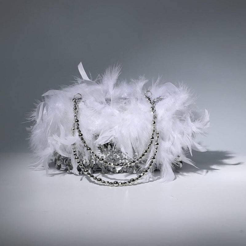 Pailletten Feder Abendtasche für Party Lady Unterarmtasche