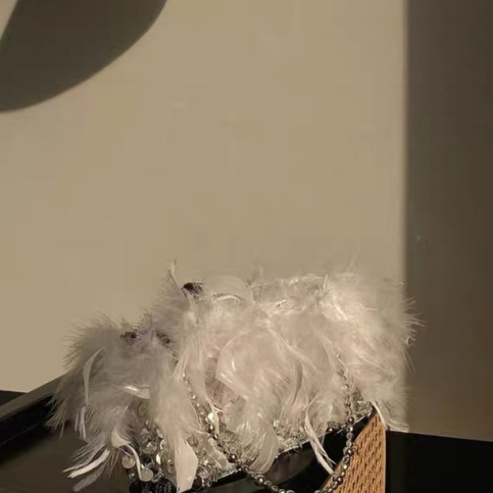 Pailletten Feder Abendtasche für Party Lady Unterarmtasche