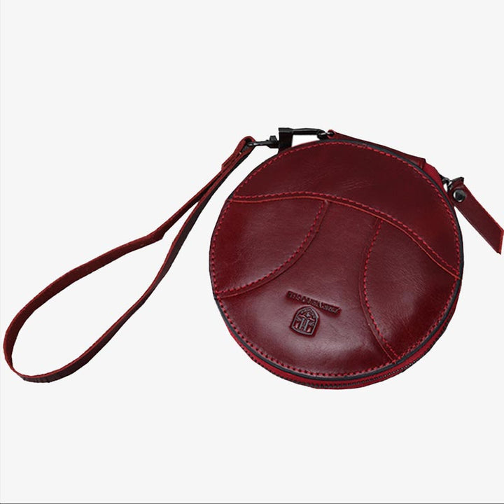 Runde Geldbörse, Retro-Stil, süße Leder-Portemonnaie, Handgelenktasche