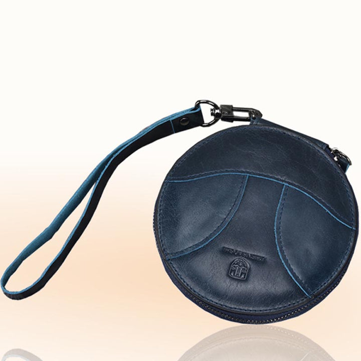 Runde Geldbörse, Retro-Stil, süße Leder-Portemonnaie, Handgelenktasche