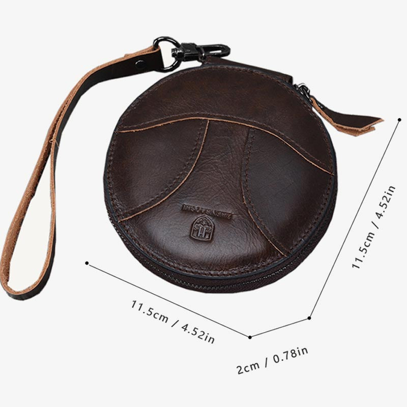 Runde Geldbörse, Retro-Stil, süße Leder-Portemonnaie, Handgelenktasche