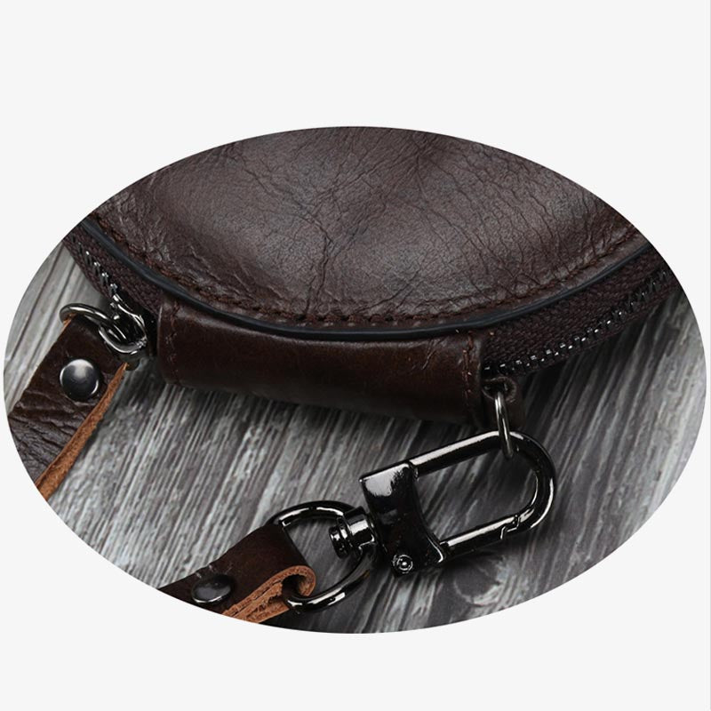 Runde Geldbörse, Retro-Stil, süße Leder-Portemonnaie, Handgelenktasche