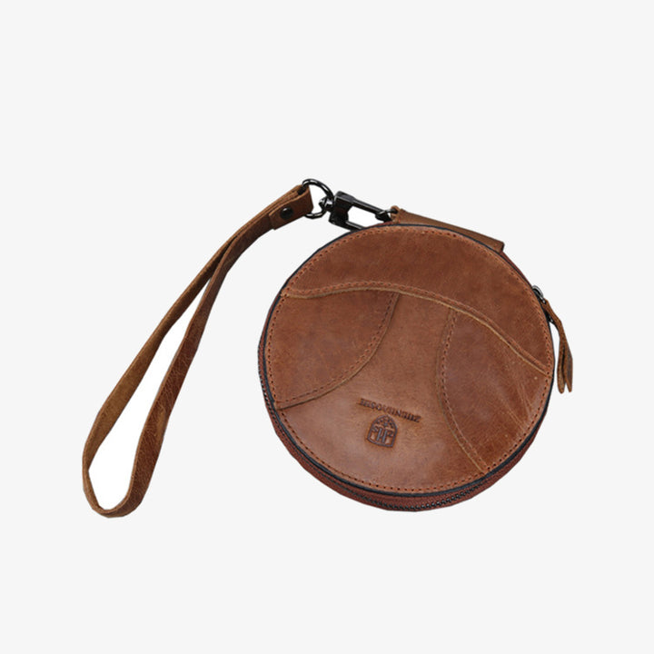 Runde Geldbörse, Retro-Stil, süße Leder-Portemonnaie, Handgelenktasche