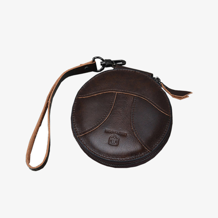 Runde Geldbörse, Retro-Stil, süße Leder-Portemonnaie, Handgelenktasche