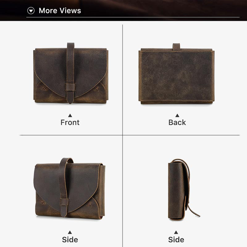 Vintage Aufbewahrungstasche Umschlagform Bucheinband aus echtem Leder