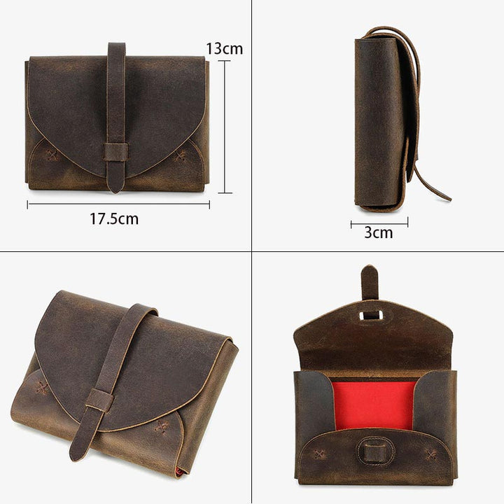 Vintage Aufbewahrungstasche Umschlagform Bucheinband aus echtem Leder